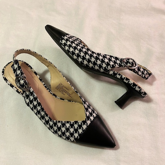 Liz Claiborne pointed toe Houndstooth sling back kitten heel Heel size 7.5 - Picture 3 of 7